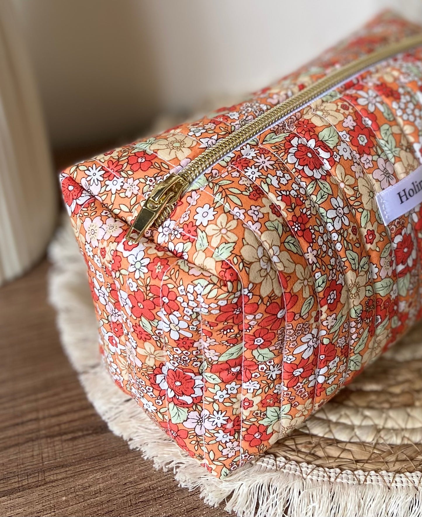 Trousse fleurie orange