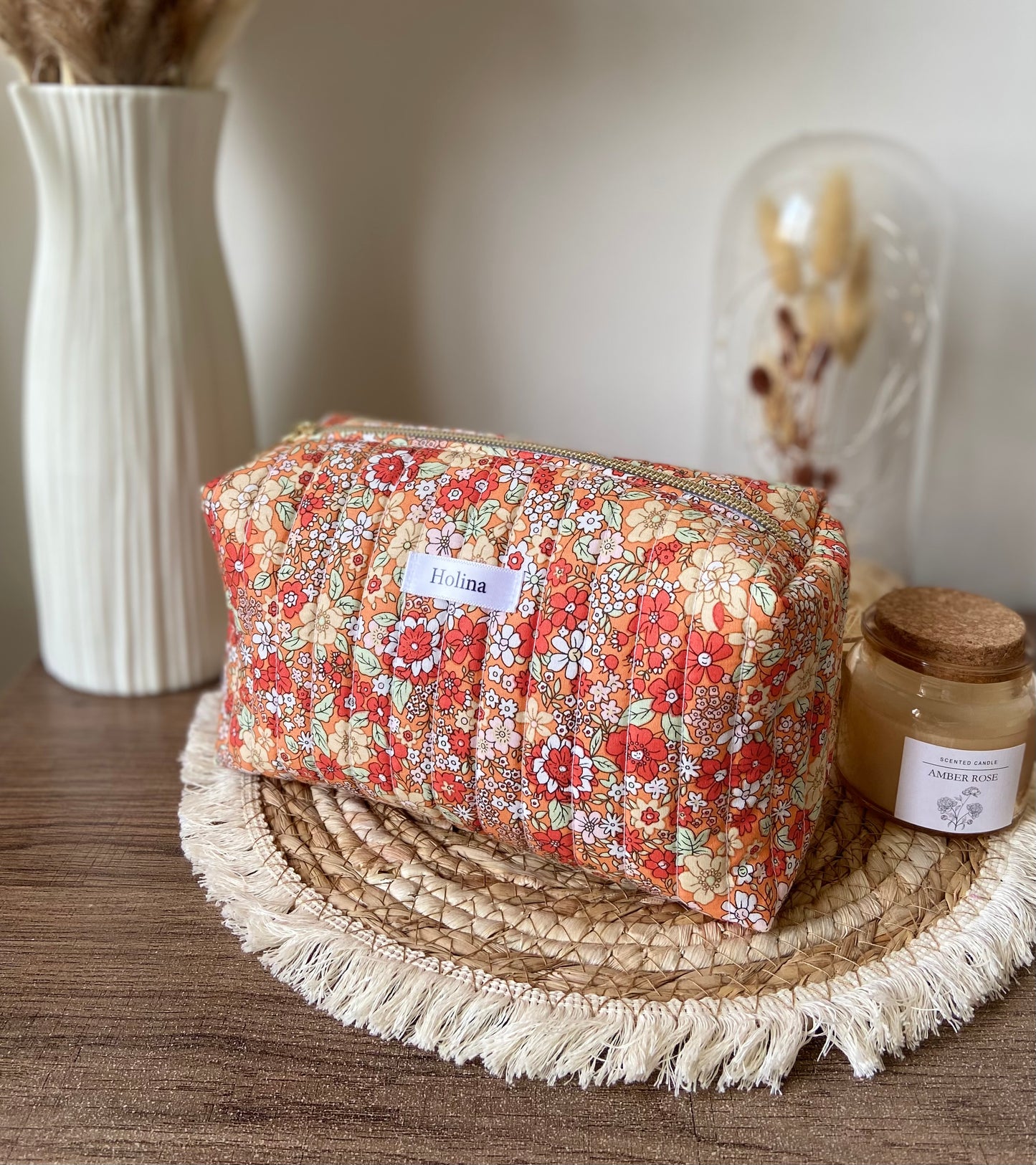 Trousse fleurie orange