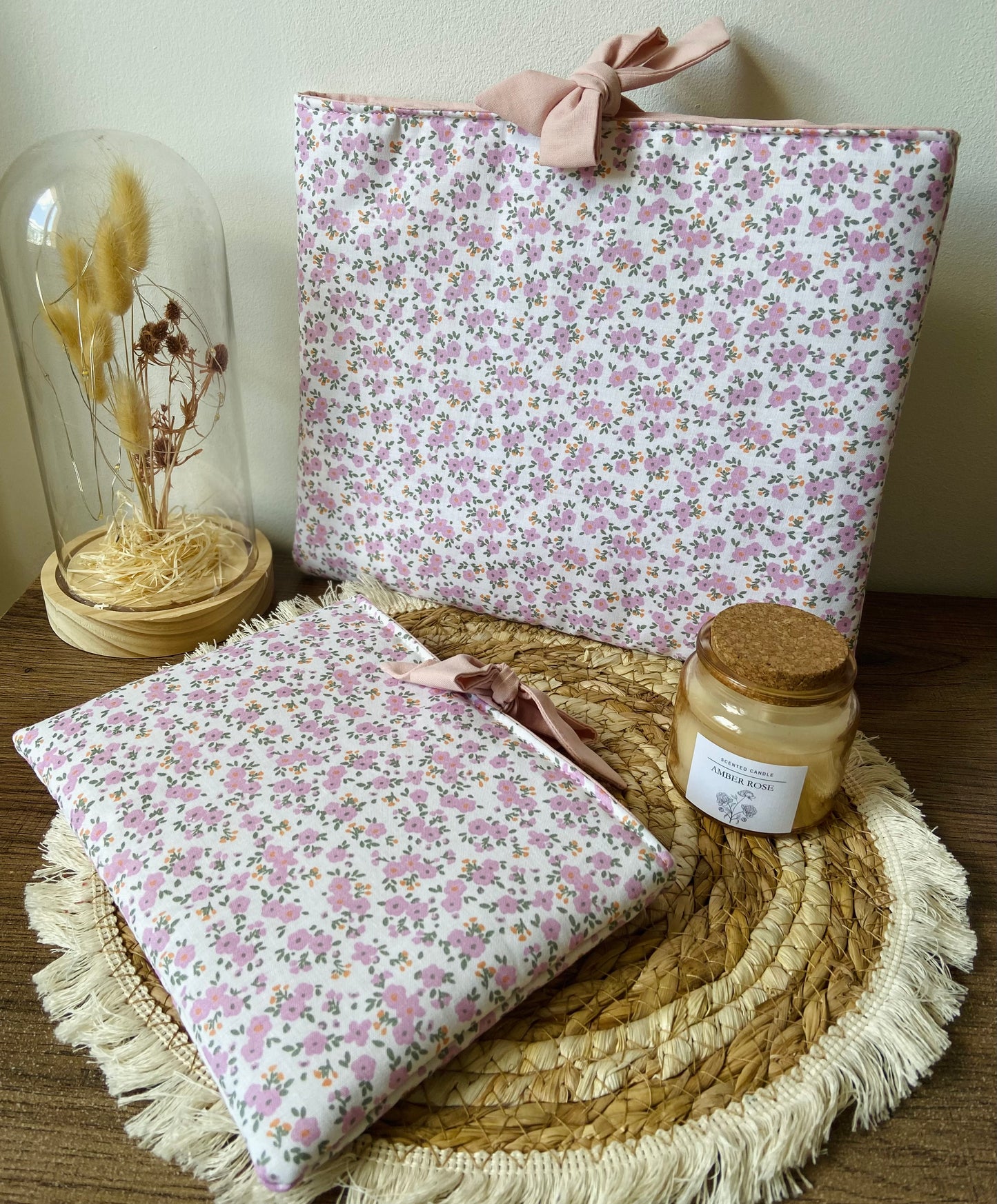 Pochette à livre noeud fleuri Lilas