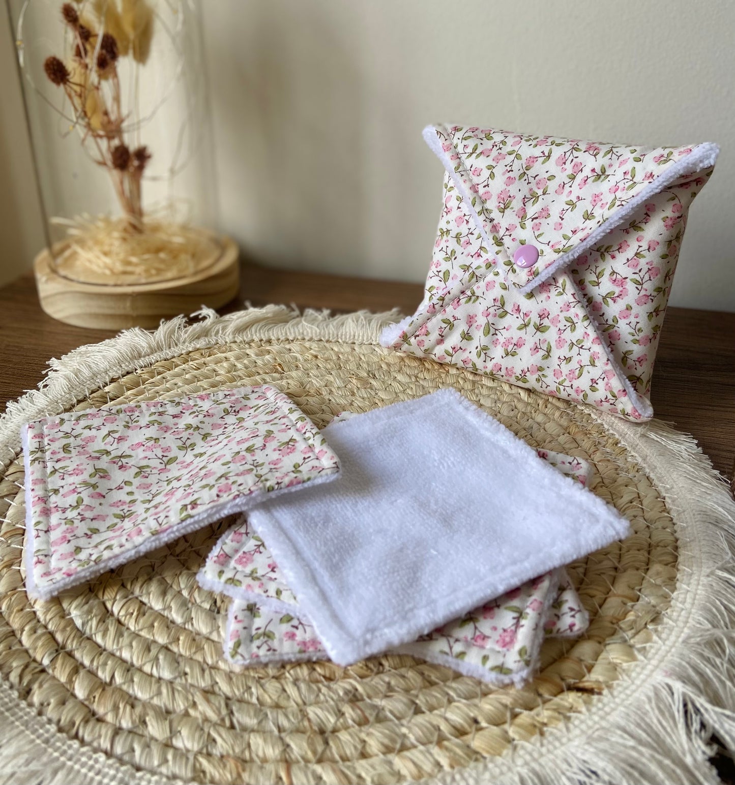 Lingettes + pochette 2 en 1 Rose