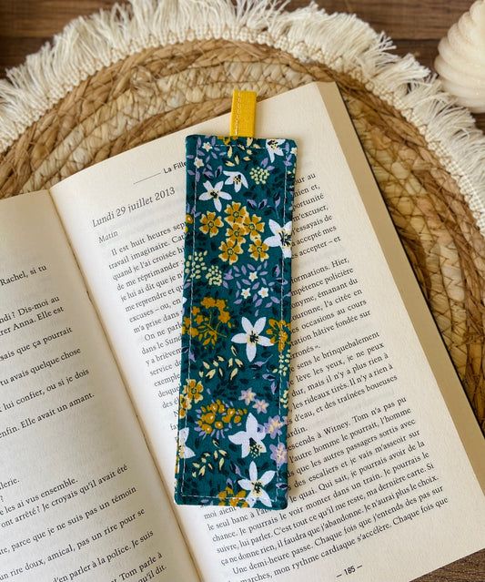 Marque-page fleuri bleu et jaune