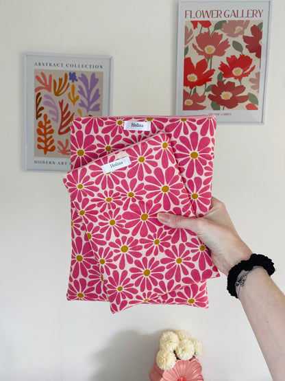 housse livre tissu printemps
protection livre coton artisanal