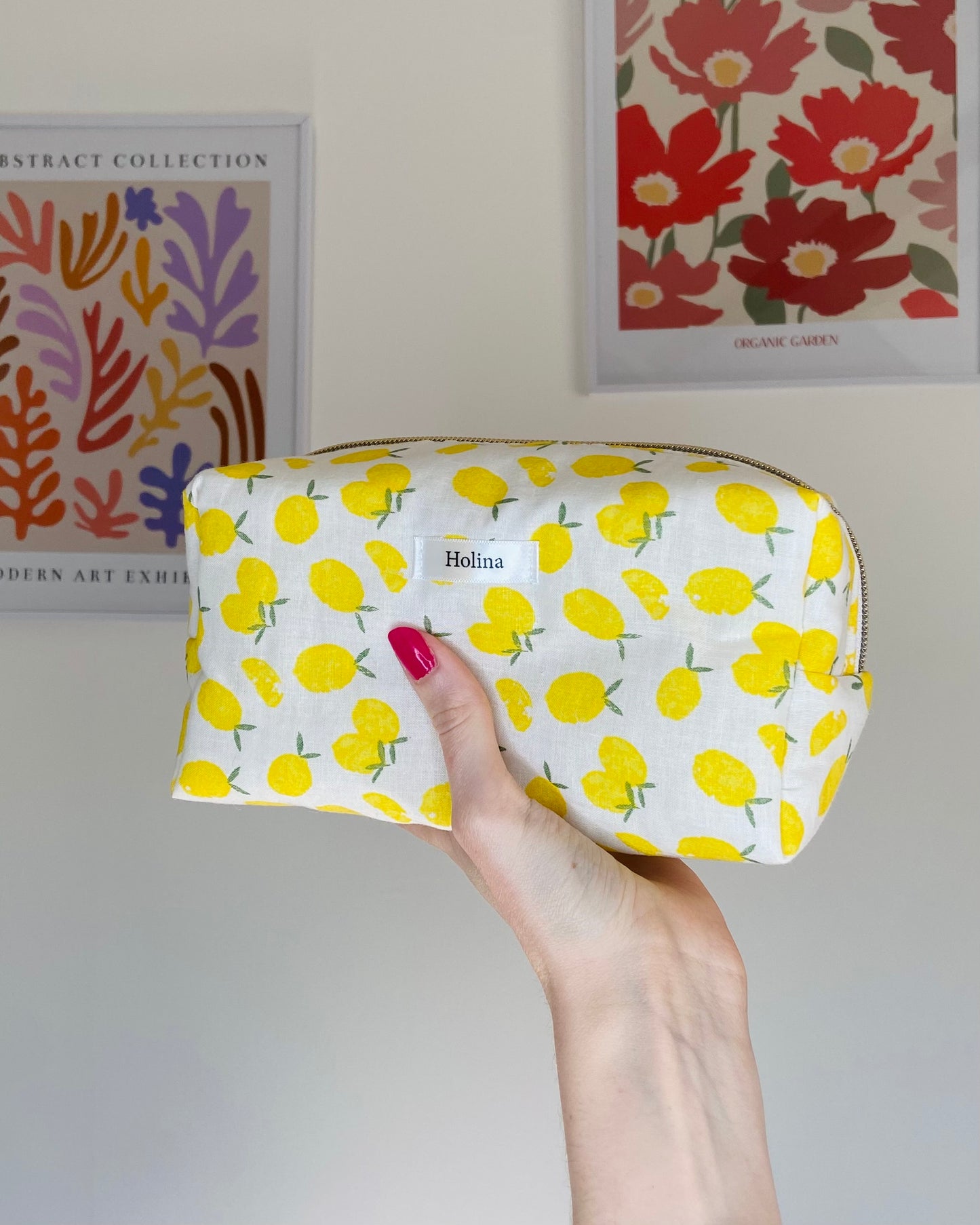 trousse de toilette citron fait main