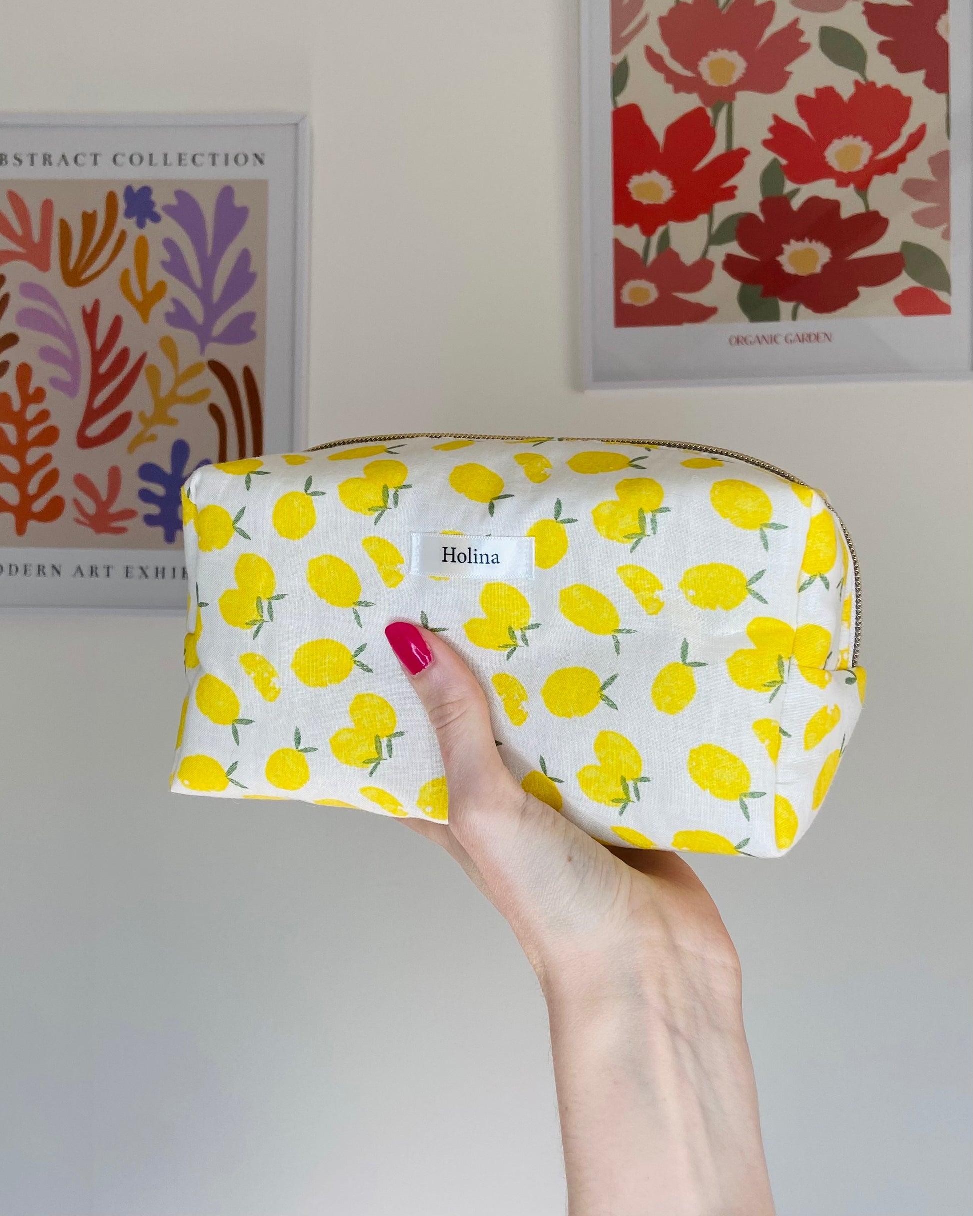 trousse de toilette citron fait main