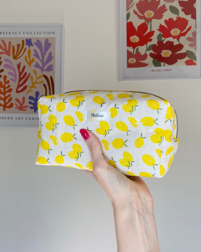 trousse de toilette citron fait main