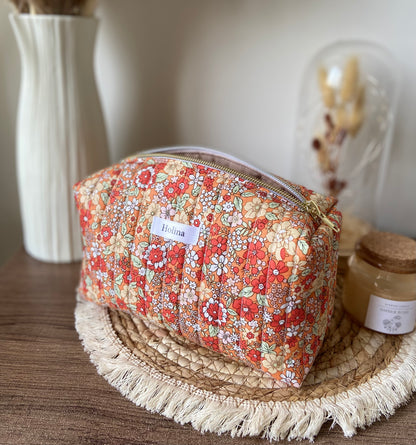 Trousse fleurie orange
