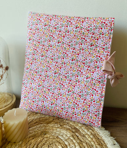 Pochette à livre noeud fleuri rose