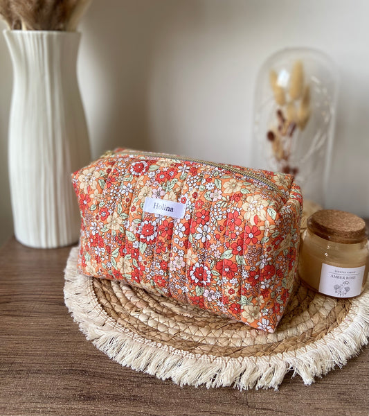 Trousse fleurie orange