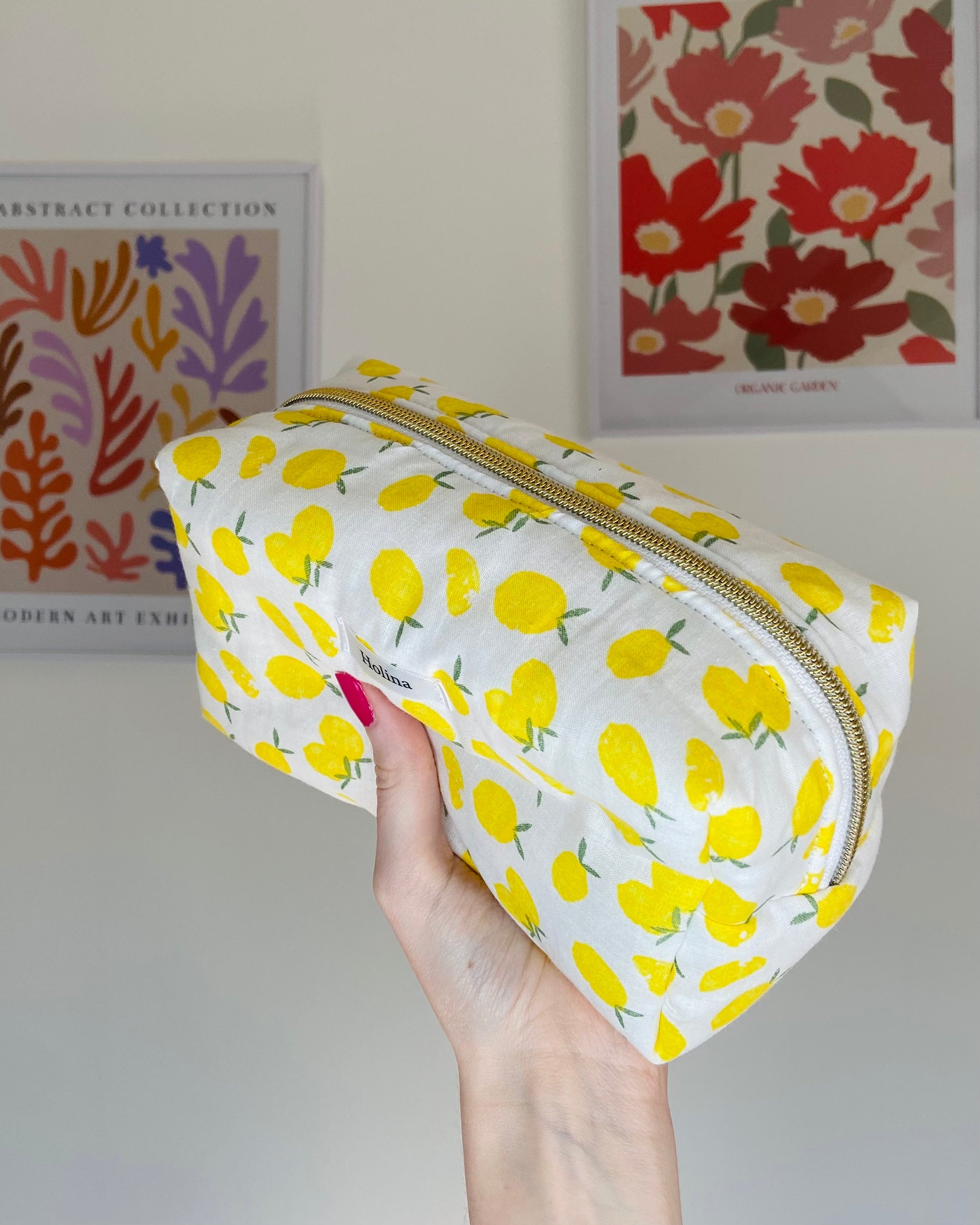 pochette maquillage tissu citron