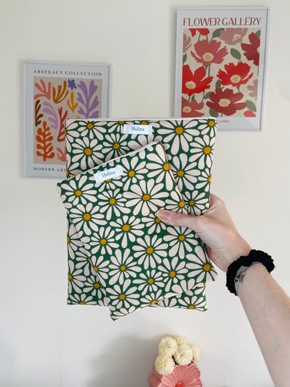 housse livre tissu fleuri